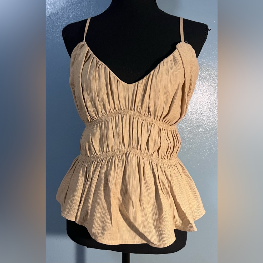 LOFT ruched tan tank